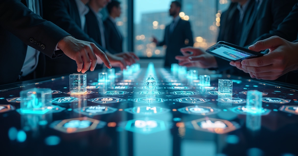 Tabuleiro futurista com peças representando indicadores de projetos de TI